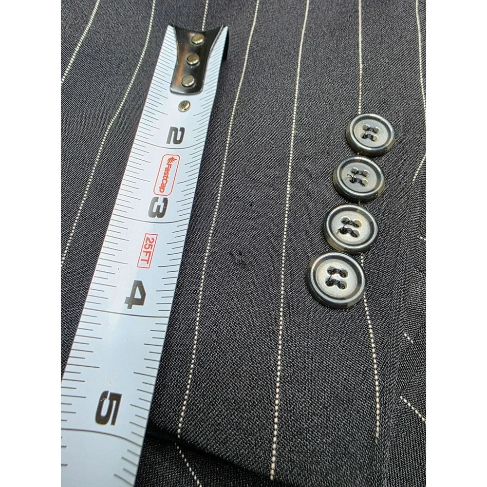 Leonardi Mens Wear Pinstripe Blazer 38S Black White 3 Button Wool Feel Jacket S3